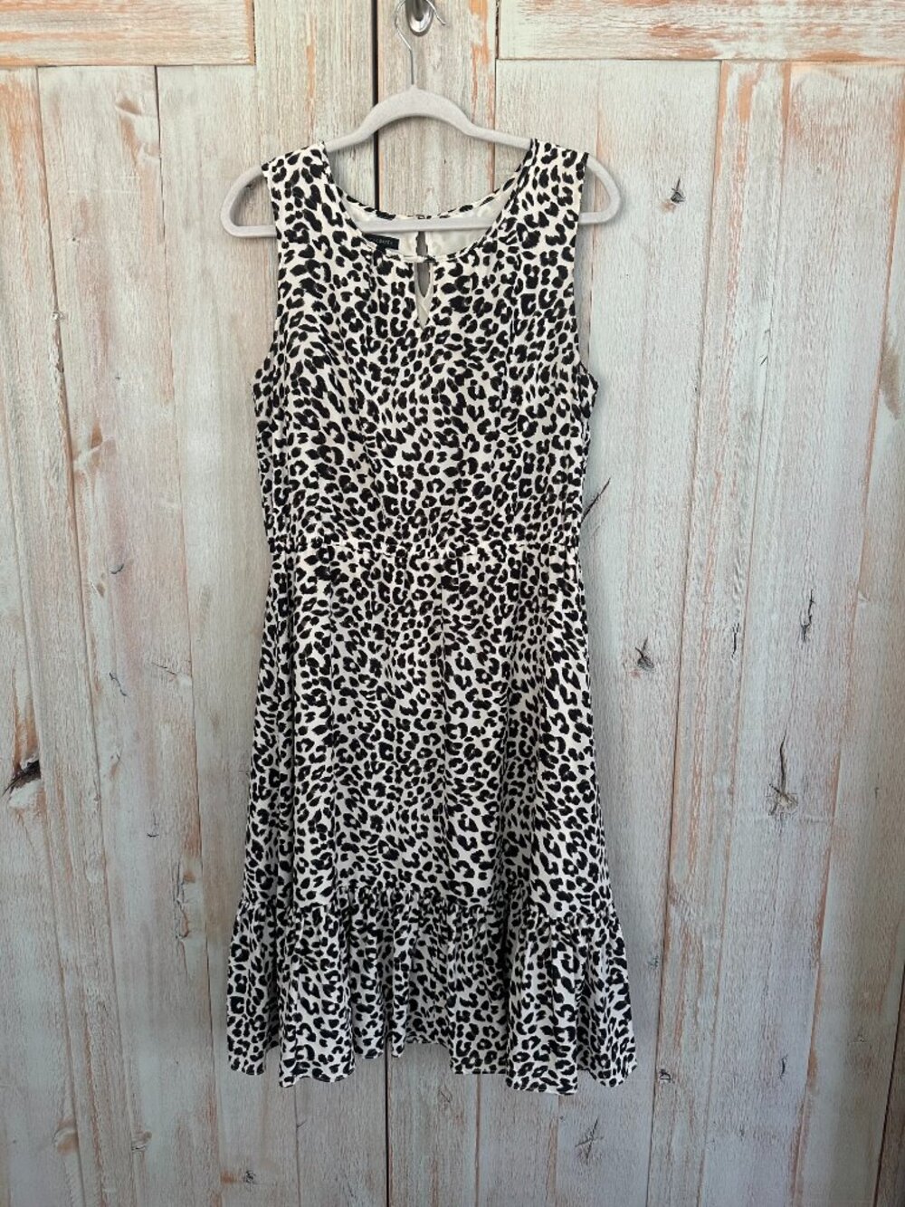 Talbots White & Black Leopard Print Sleeveless Dress Size 12